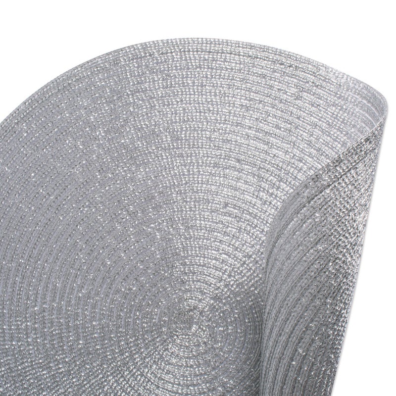 DII Woven Placemats Collection Metallic Round Placemat Set, 15", Platinum Silver, 4 Piece - Image 3